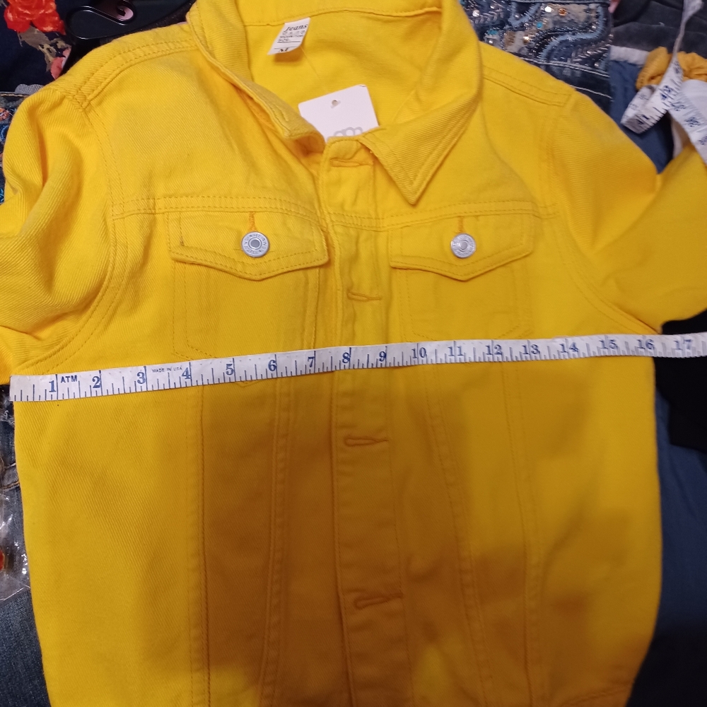 NWT Floral Blooming Girls Yellow Denim Jacket- M/L